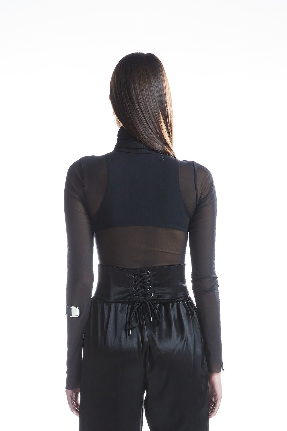Arkadan Bağcıklı Saten Korse - No Design Store