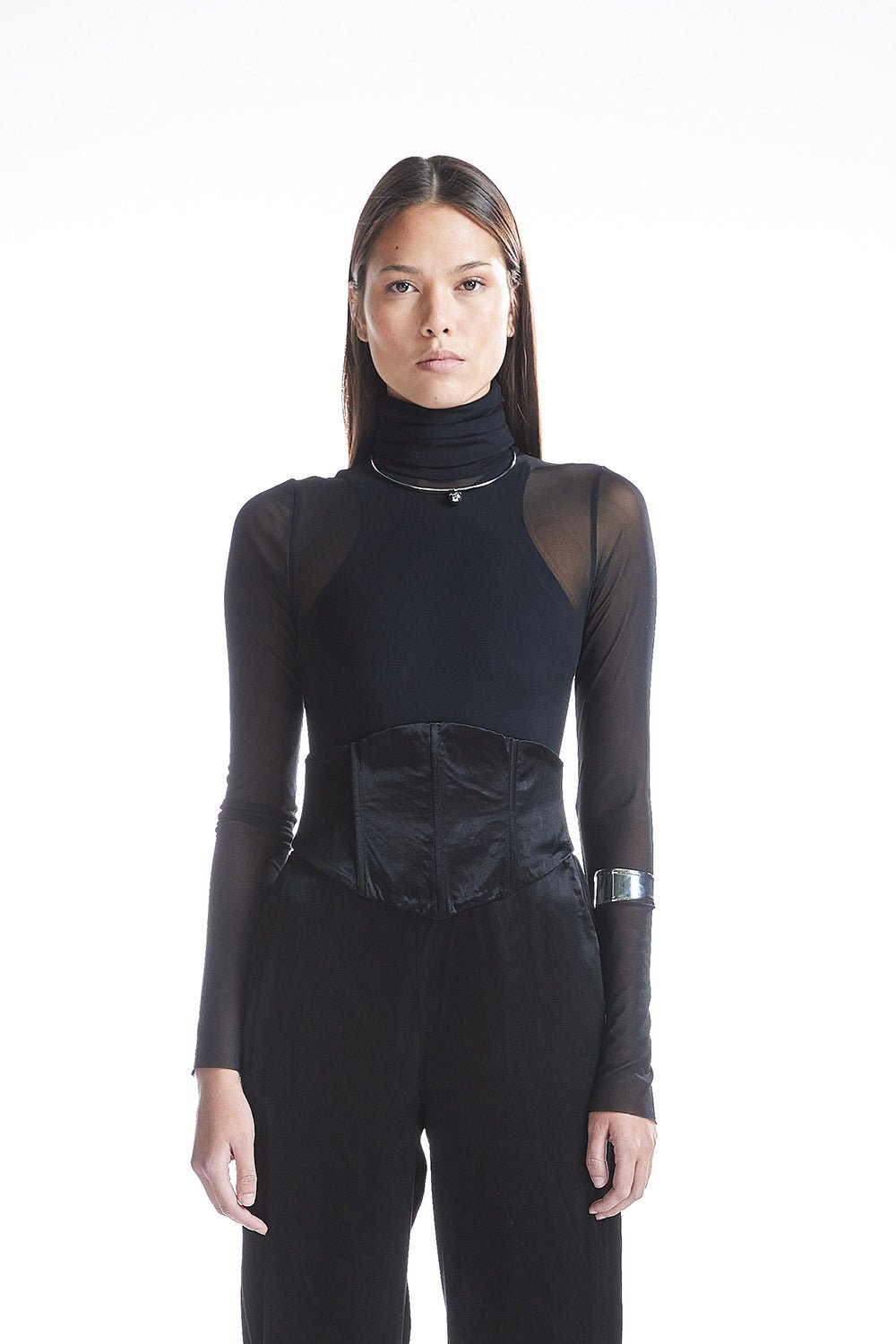 Arkadan Bağcıklı Saten Korse - No Design Store