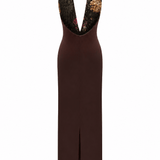 Aveline Derin V Yaka Uzun Elbise - No Design Store