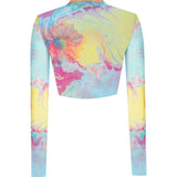 Balıkçı Yaka Baskılı Transparan Crop Top - No Design Store