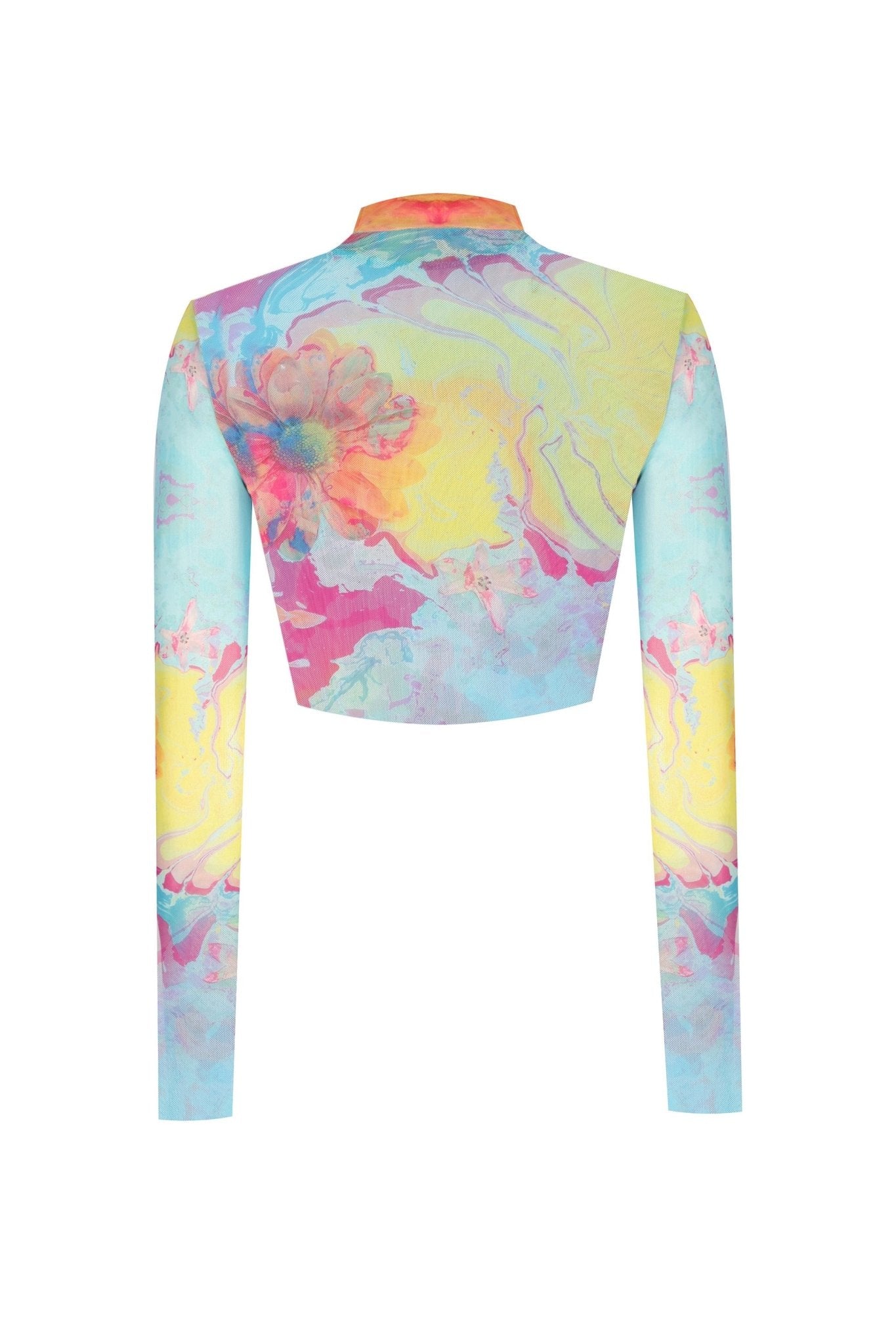 Balıkçı Yaka Baskılı Transparan Crop Top - No Design Store