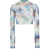 Balıkçı Yaka Baskılı Transparan Crop Top - No Design Store