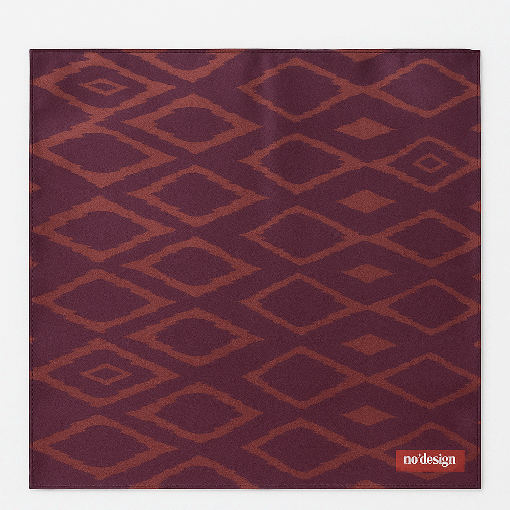 Bordo Zemin Kahverengi Geometrik Desenli Fular Bandana - No Design Store