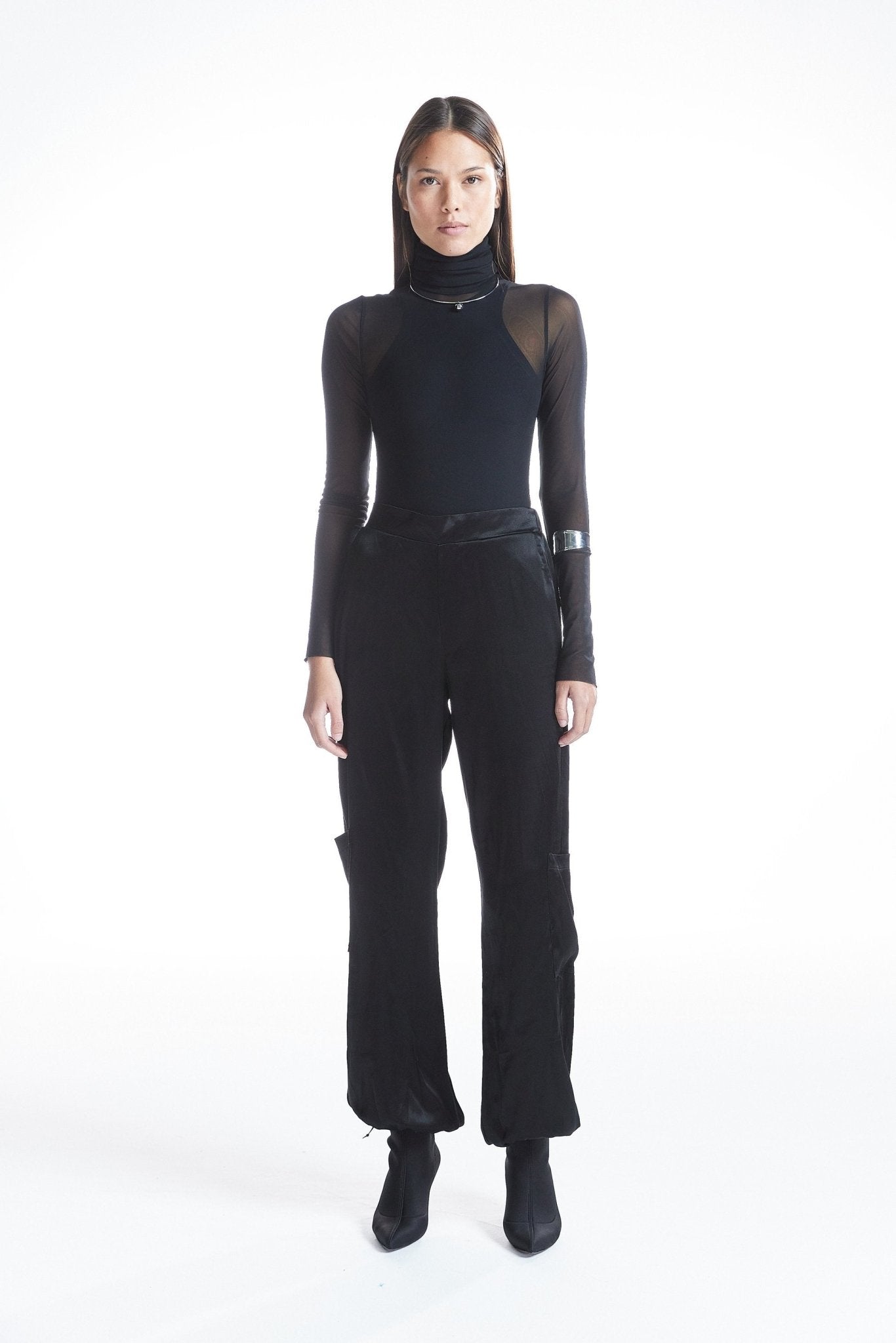 Büyük Cep Detaylı Saten Kargo Pantolon - No Design Store