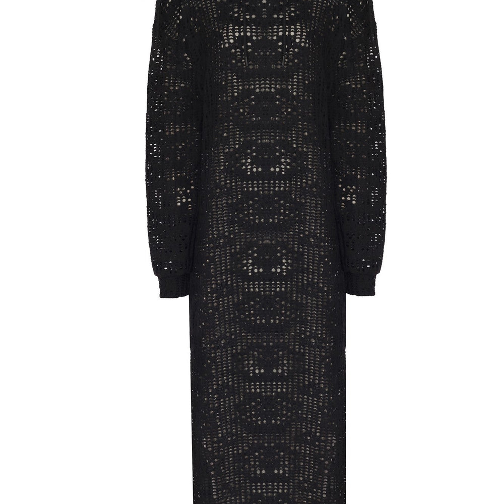 Derin Yırtmaçlı Transparan Hoodie Elbise - No Design Store