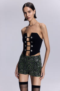 Elizabeth Düğme Detaylı Arkadan Bağlamalı Korse - No Design Store