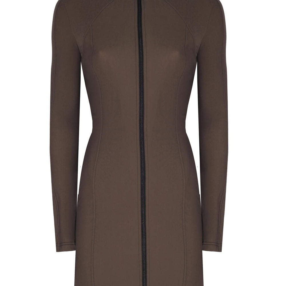 Fermuarlı Nervür Detaylı Mini Elbise - No Design Store