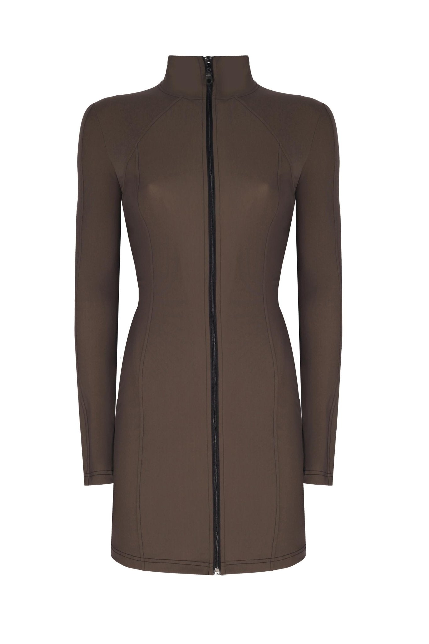 Fermuarlı Nervür Detaylı Mini Elbise - No Design Store