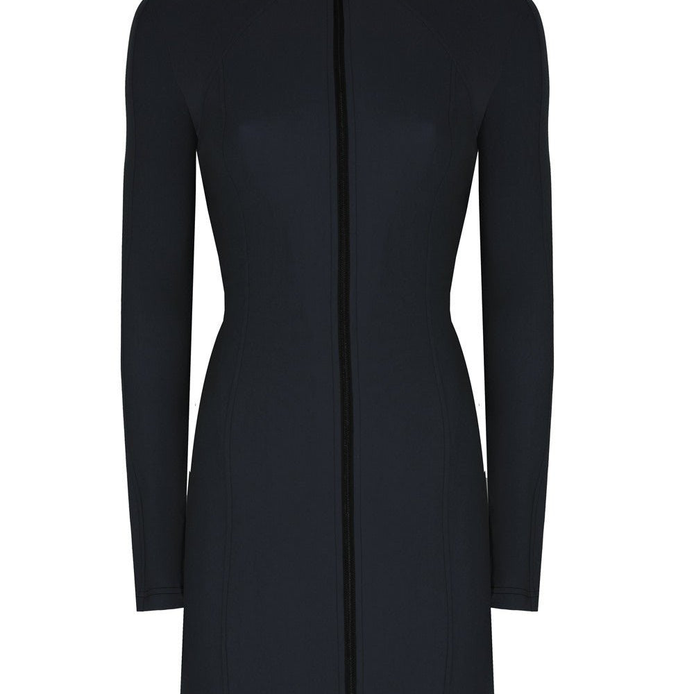 Fermuarlı Nervür Detaylı Mini Elbise - No Design Store