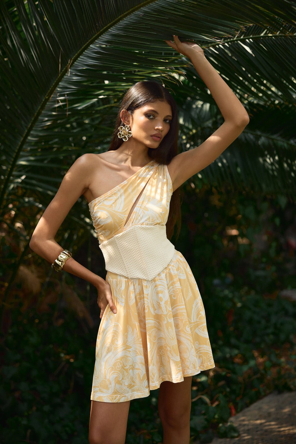 Fleur Tek Kol Mini Elbise - No Design Store