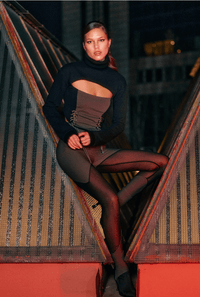 Transparent Detailed Asymmetric Cut Elastic Leg Leggings
