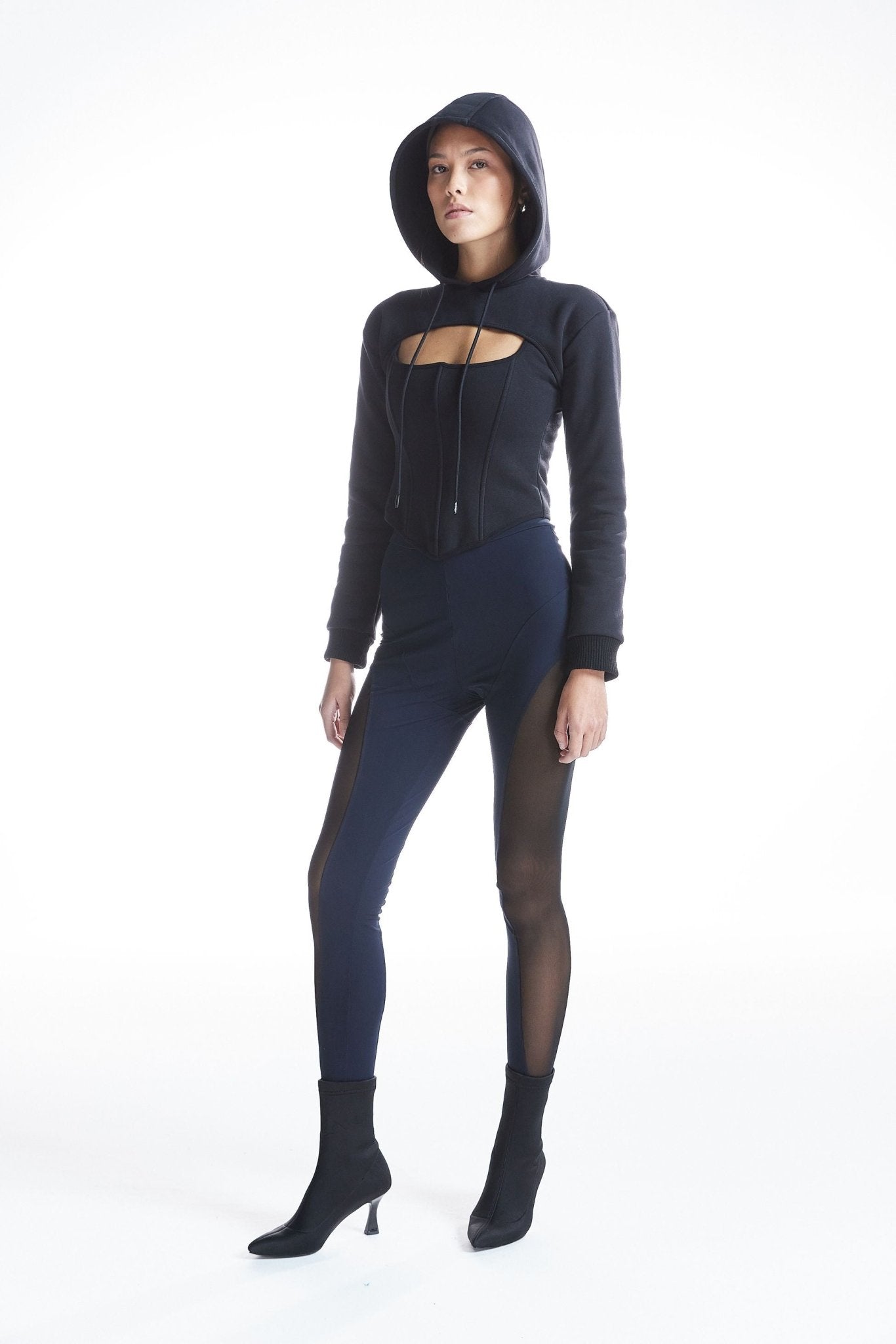 Korse Detaylı Fermuarlı Hoodie - No Design Store