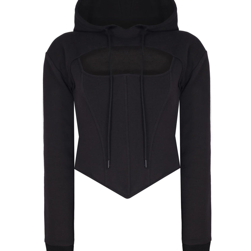 Korse Detaylı Fermuarlı Hoodie - No Design Store