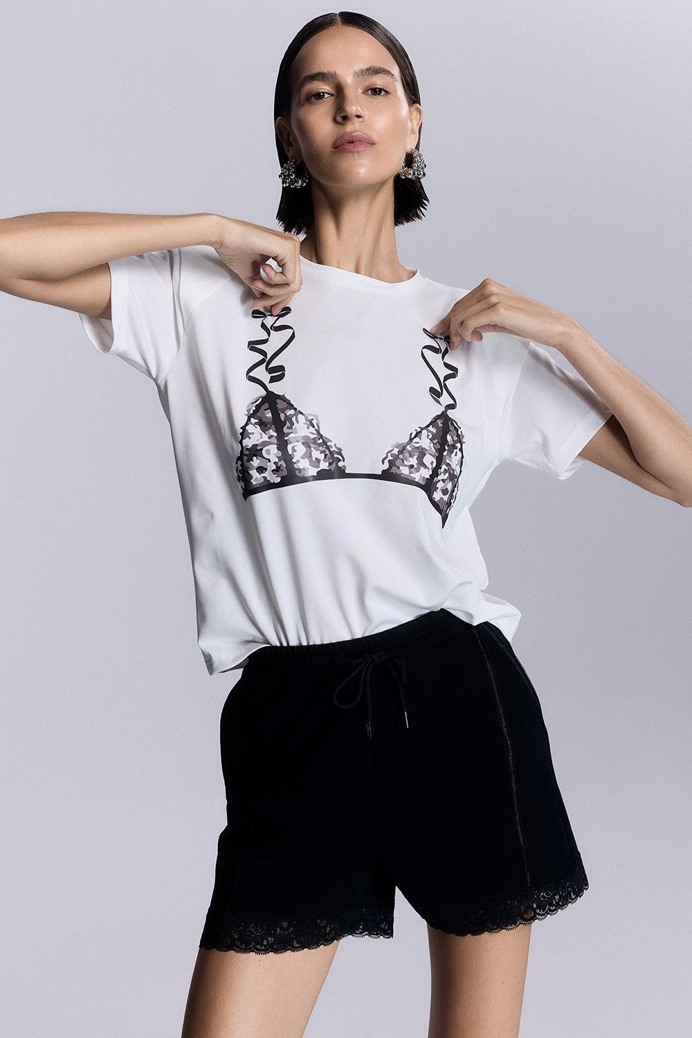 Liora Baskılı Vatkalı Tişört - No Design Store