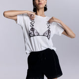 Liora Baskılı Vatkalı Tişört - No Design Store