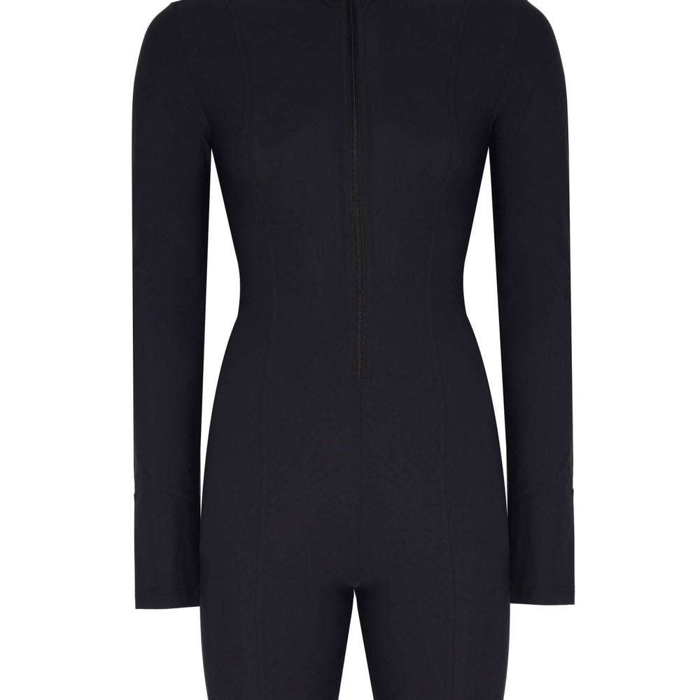 Nervür Detaylı Fermuarlı Kısa Tulum - No Design Store