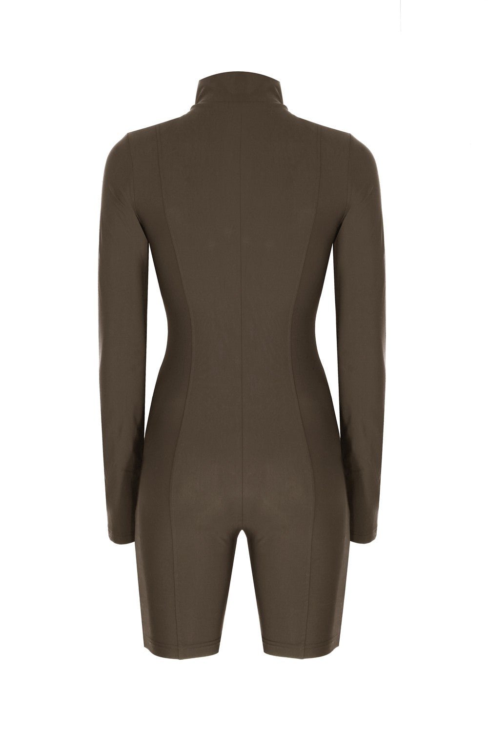 Nervür Detaylı Fermuarlı Kısa Tulum - No Design Store