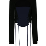 Önü Korse Detaylı Pencereli Sweatshirt - No Design Store