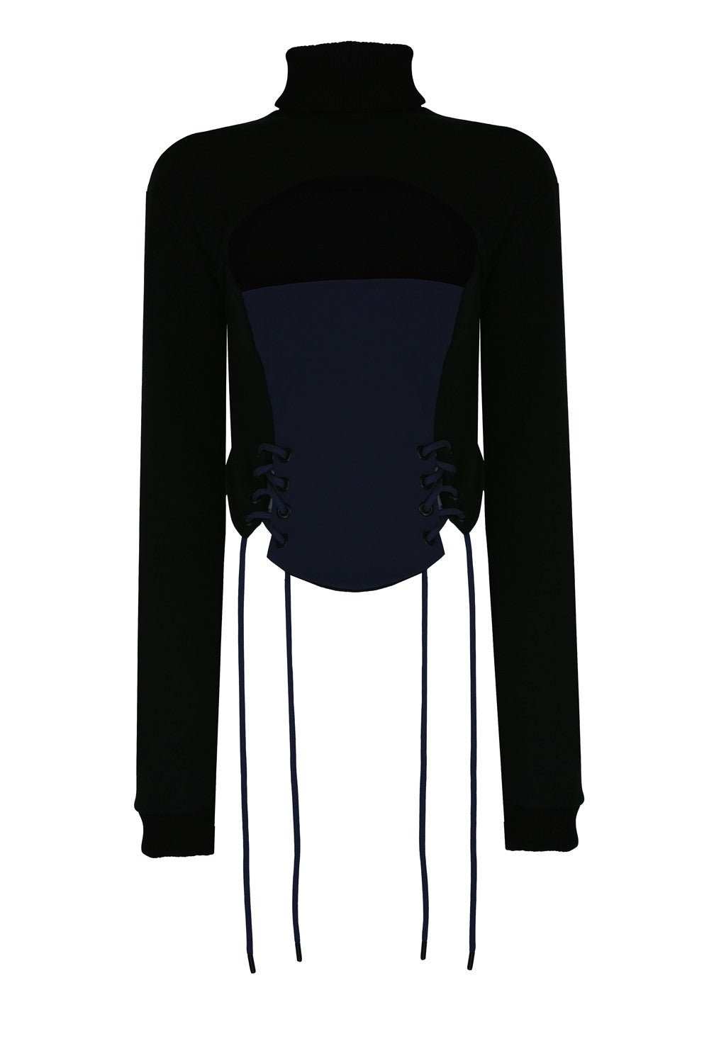 Önü Korse Detaylı Pencereli Sweatshirt - No Design Store