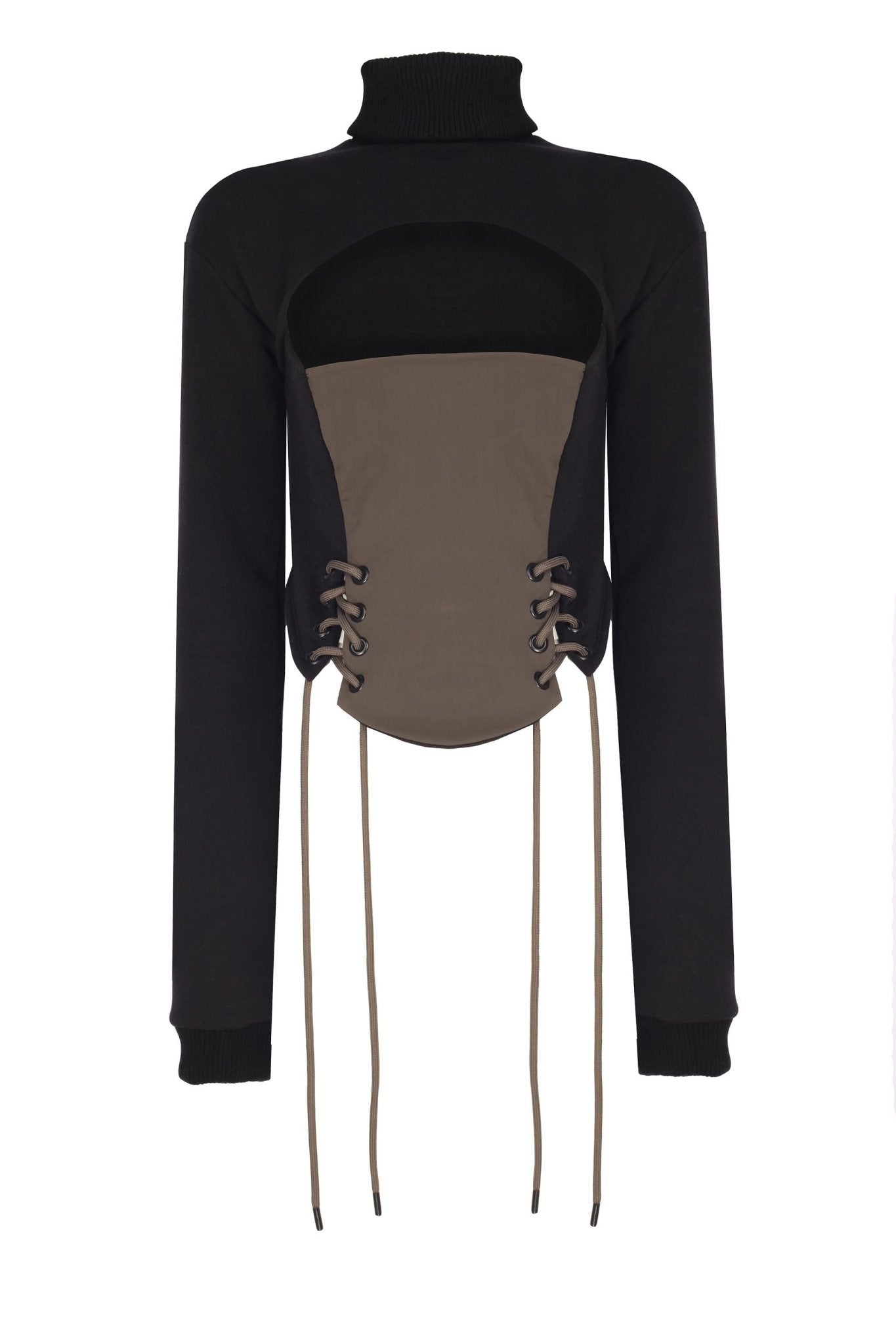 Önü Korse Detaylı Pencereli Sweatshirt - No Design Store