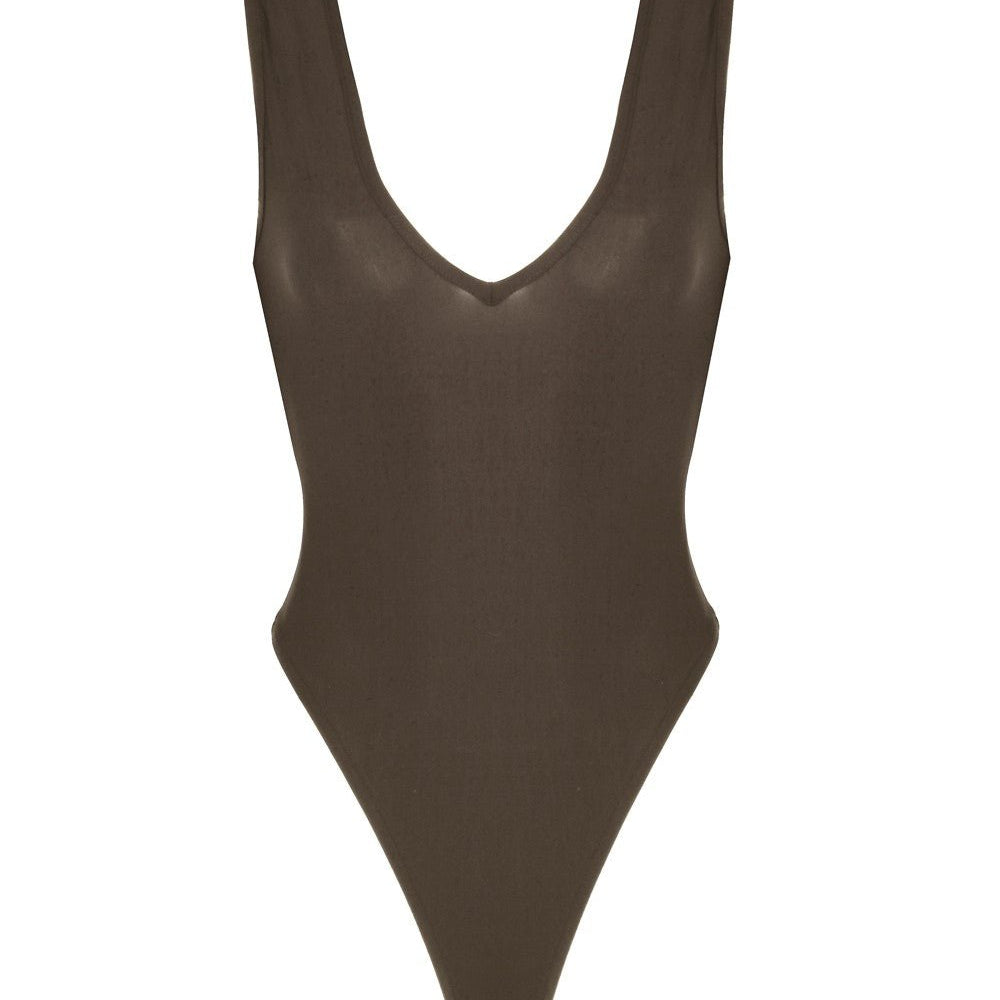 Önü V Yaka Dekolteli Bodysuit - No Design Store