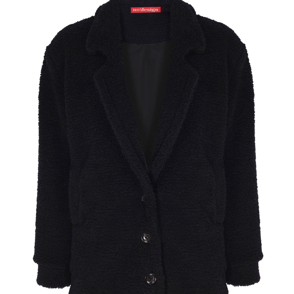 Oversize Düğmeli Teddy Kısa Kaban - No Design Store