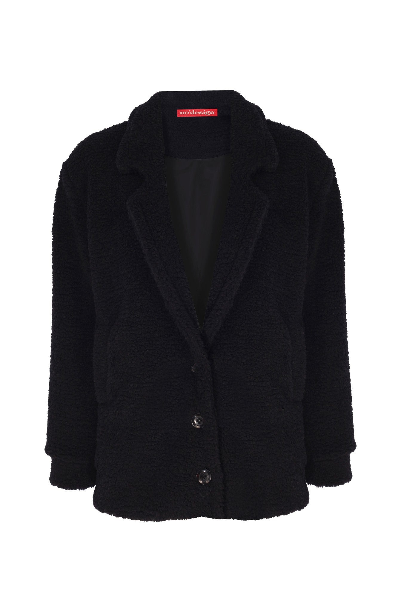 Oversize Düğmeli Teddy Kısa Kaban - No Design Store