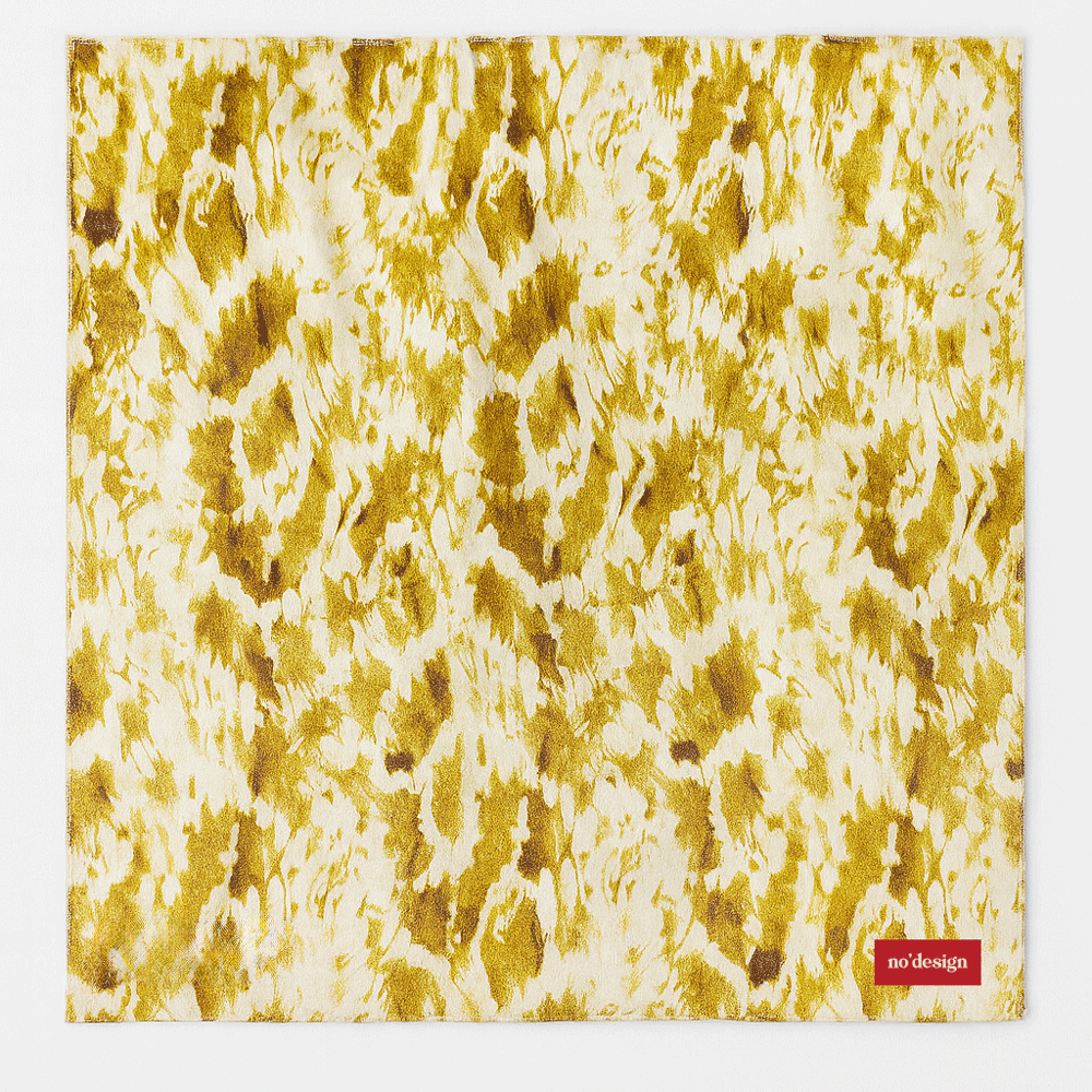 Sarı Desenli Saten Fular Bandana - No Design Store