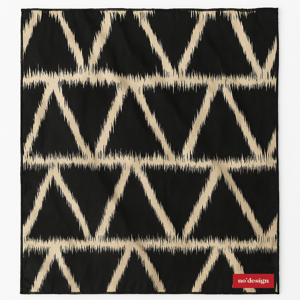 Siyah Ekru Zigzag Desenli Krinkıl Fular Bandana - No Design Store