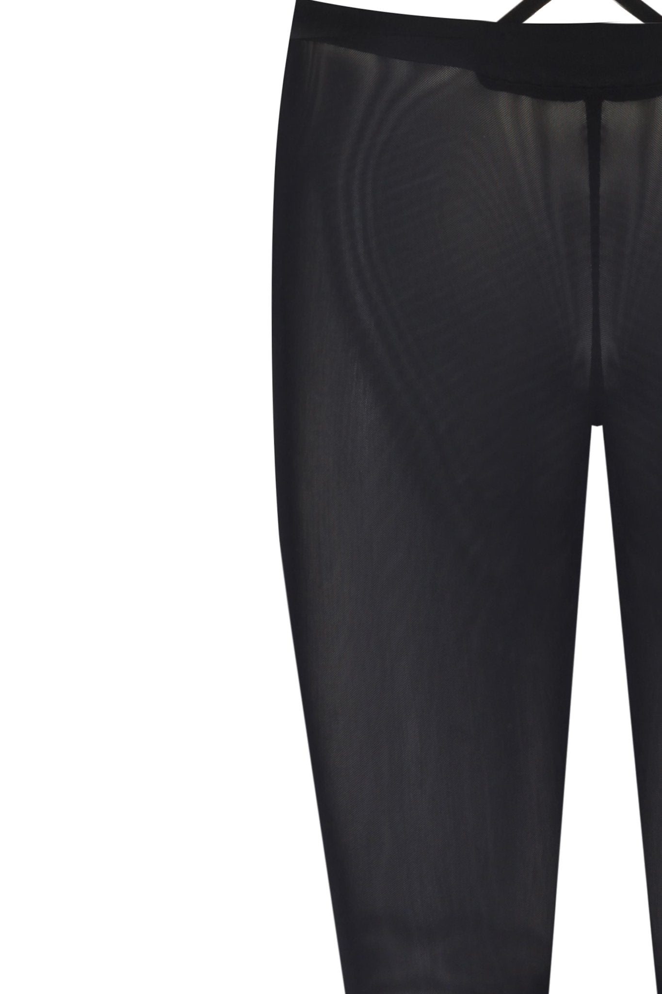 Siyah Transparan Düşük Bel Bağlama Detaylı İspanyol Paça Pantolon - No Design Store