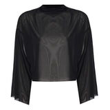 Transparan Balıkçı Yaka Oversize Crop Top - No Design Store