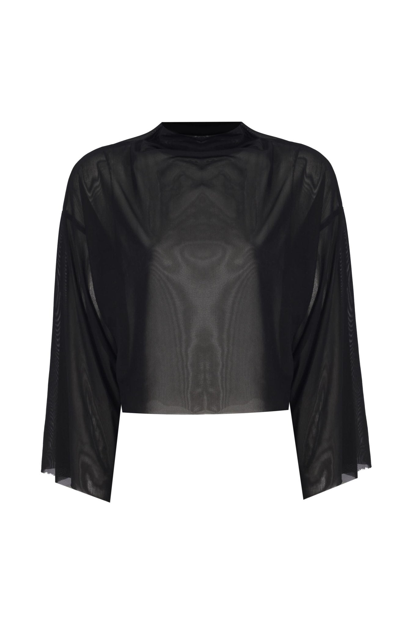 Transparan Balıkçı Yaka Oversize Crop Top - No Design Store