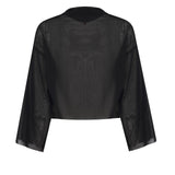 Transparan Balıkçı Yaka Oversize Crop Top - No Design Store