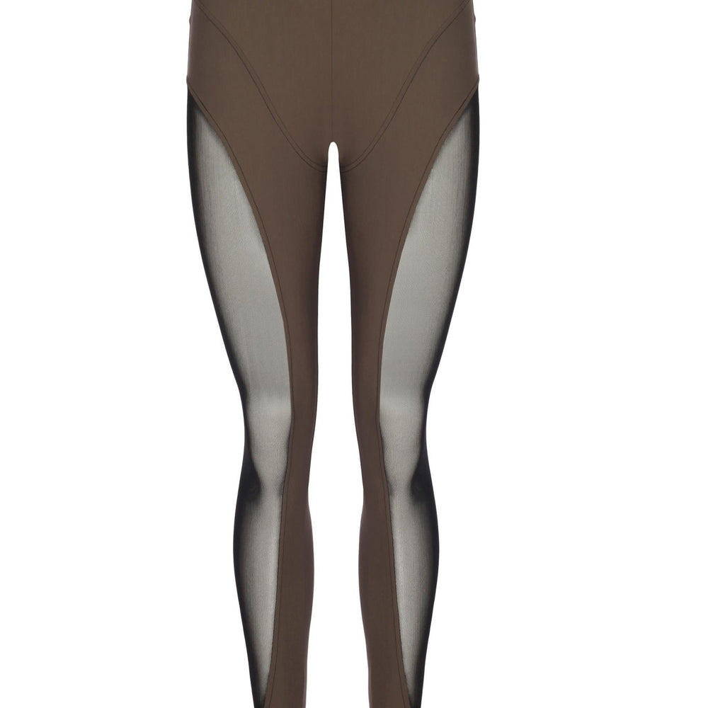 Transparan Detaylı Asimetrik Kesim Nervür Dilişli Lastik Paça Tayt - No Design Store