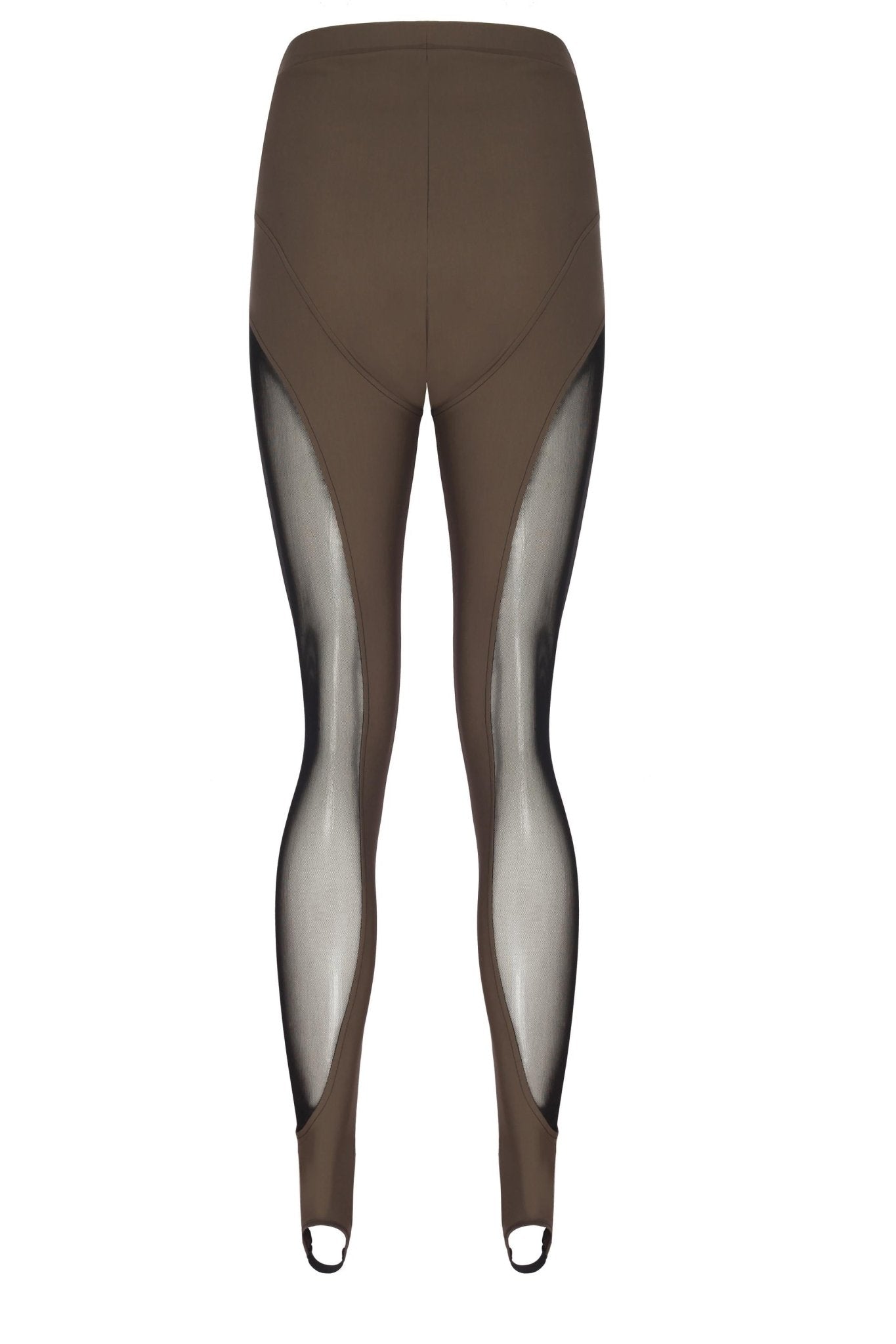 Transparan Detaylı Asimetrik Kesim Nervür Dilişli Lastik Paça Tayt - No Design Store