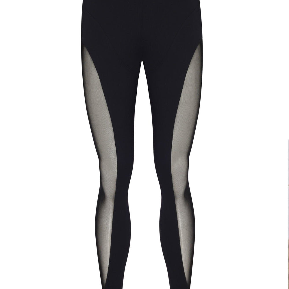 Transparan Detaylı Asimetrik Kesim Nervür Dilişli Lastik Paça Tayt - No Design Store