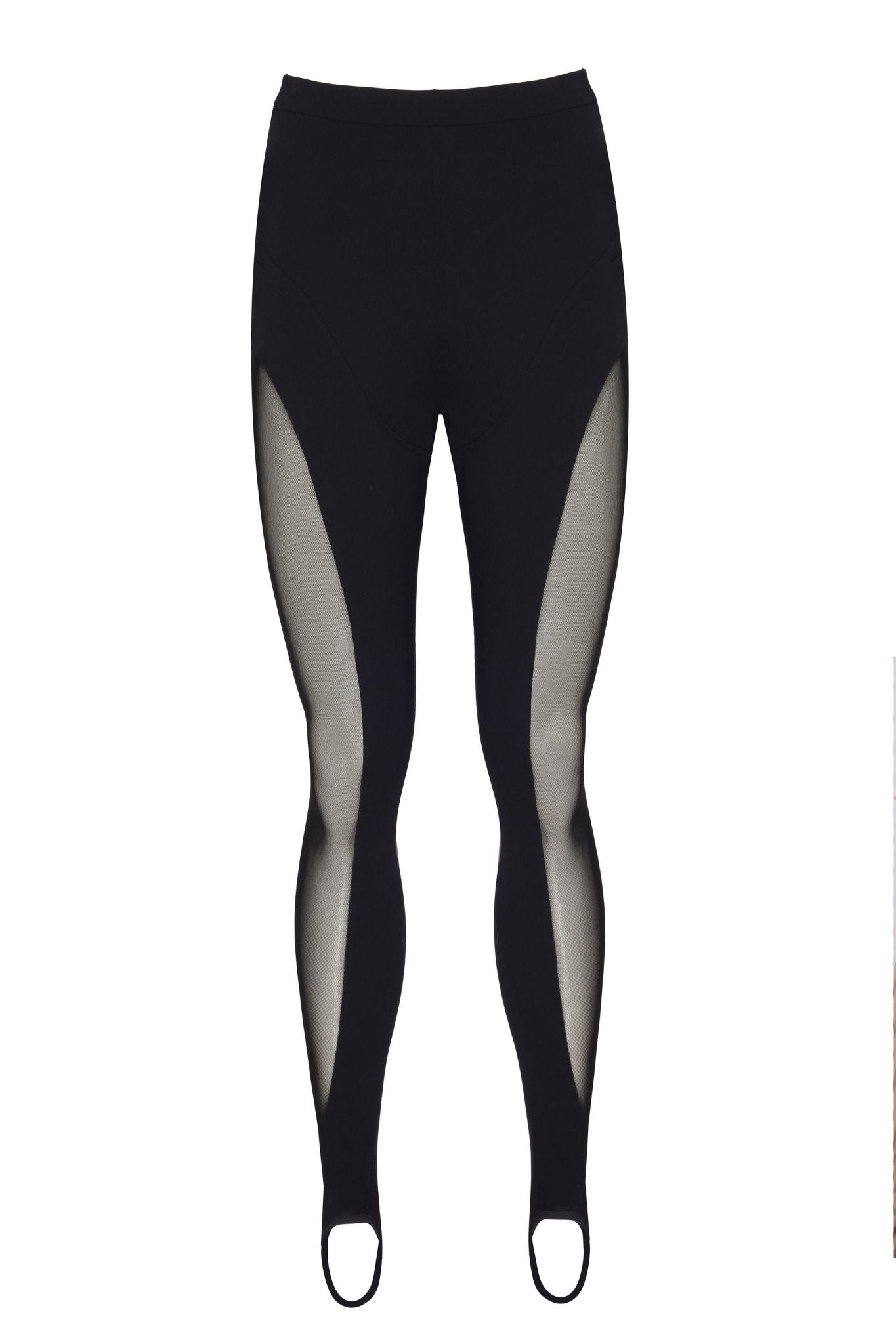 Transparan Detaylı Asimetrik Kesim Nervür Dilişli Lastik Paça Tayt - No Design Store