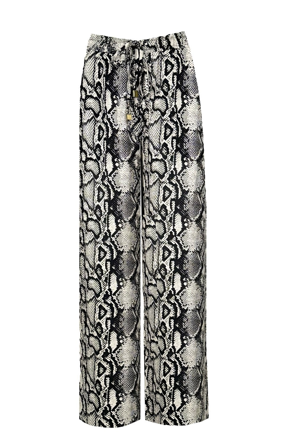 Yüksek Bel ve Beli Lastikli Bol Saten Pantolon - No Design Store