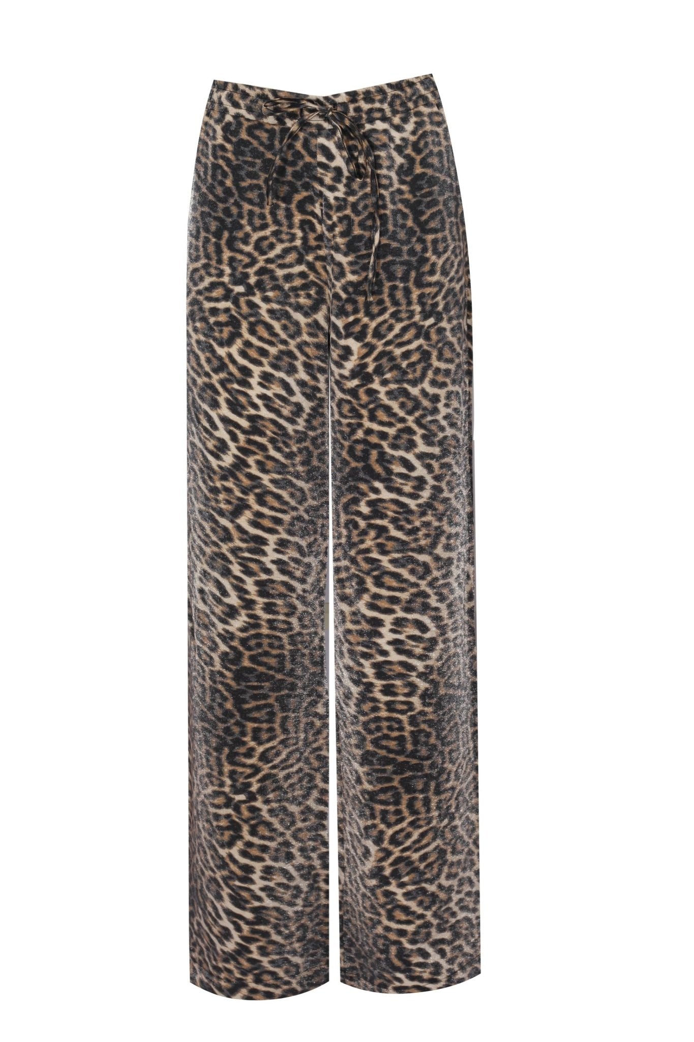 Yüksek Bel ve Beli Lastikli Bol Saten Pantolon - No Design Store